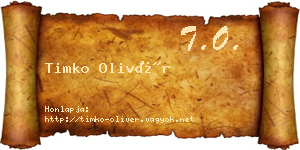 Timko Olivér névjegykártya
